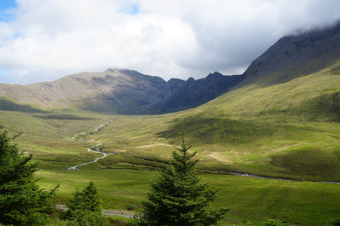 Glencoe valley, Scotland — green fields and winding river